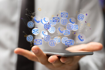 express envelope and parcel abstract technology background. Business quantum internet network communication and high speed parcel