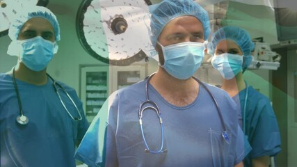 Animation of flag of nigeria waving over surgeon in operating theatre - Powered by Adobe