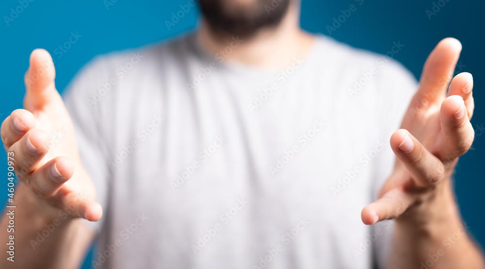 Poster Hand pushing on a touch screen..