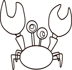 cute crab,crustaceans, sea dweller, coloring book, vector drawing,isolate on a white background