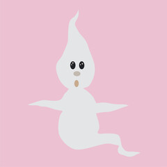 cute ghost with eyes, horror story,vector drawing, isolate on a white background
