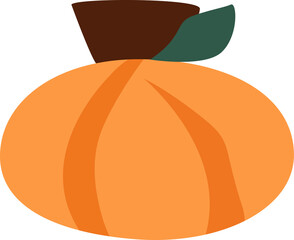 orange pumpkin, autumn harvest, vector drawing, isolate on a white background