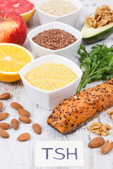 Dietary and beneficial eating for thyroid gland. Food as source vitamins and minerals