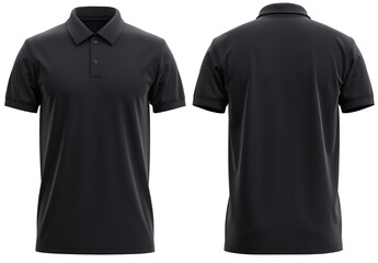 Short-Sleeve polo shirt rib collar and cuff ( Realistic 3d renders ) Black - obrazy, fototapety, plakaty