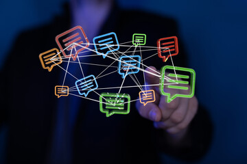 express envelope and parcel abstract technology background. Business quantum internet network...