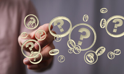 3d question marks background concept.