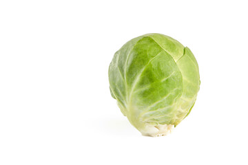 Isolate Brussels sprouts. Fresh, small brussels sprouts on white isolated background with shadow