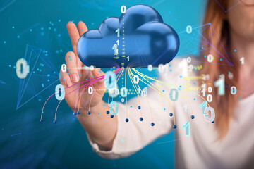 Cloud technology. Polygonal wireframe art looks like constellation