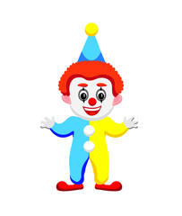 cartoon illustration of a child wearing a clown costume