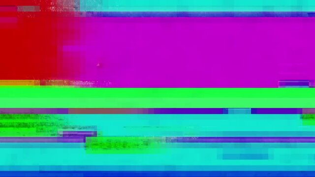 Alternating bright colored stripes, ripples, grain. Defective image. Glitch effect.