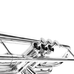 Trumpet isolated on white brass instrument close up