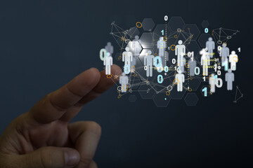 Abstract network of physical devices on the Internet using a network connection with statistics...