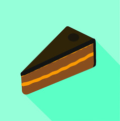 Sachertorte. Austrian cake isolated on turquoise background.