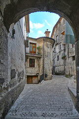 A narrow street of Cusano Mutri, a medieval town of Benevento province, Italy.