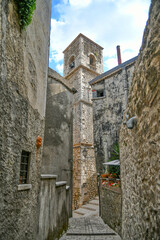A narrow street of Cusano Mutri, a medieval town of Benevento province, Italy.