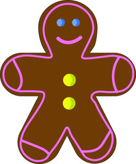 Gingerbread man isolated on transparent background