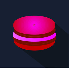 Red macaroon on black with shadow