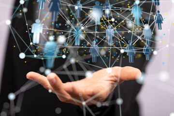 Neural network concept. Connected cells with links.