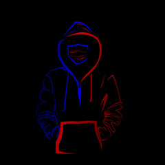 vector of people wearing sweaters and masks.