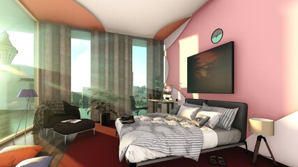 Manga color landscape - anime background - manga cityscape - lofi illustration 3d | Tokyo streets - Japan bedroom in daylight 1
