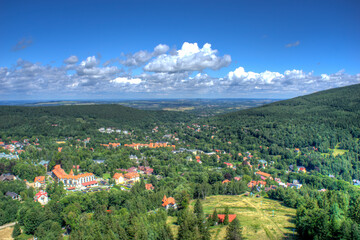 Świeradów-Zdrój, view of the landscape from the observation tower..Sky Walk observation tower