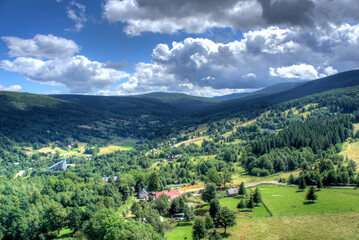 Fototapeta premium Świeradów-Zdrój, view of the landscape from the observation tower..Sky Walk observation tower