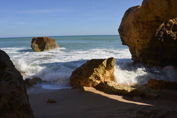 beach and rocks in the Algarve