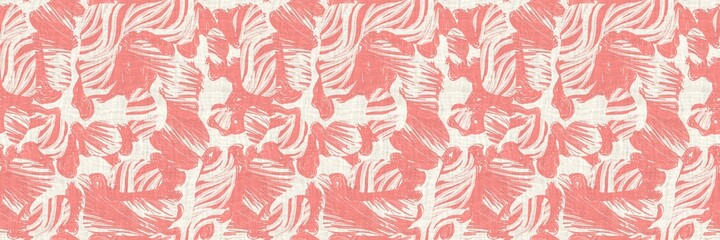 Seamless two tone hand drawn brushed effect pattern border swatch. High quality illustration. Collage of minimal drawings arranged in a seamless pattern with fabric texture overlay. Rough scribble.