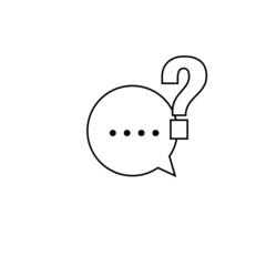 Question mark in speech bubble icon.