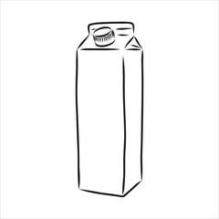 milk container or box packaging. vector hand drawn sketch illustration