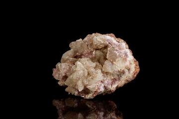 Macro mineral stone Pink Amethyst on a black background
