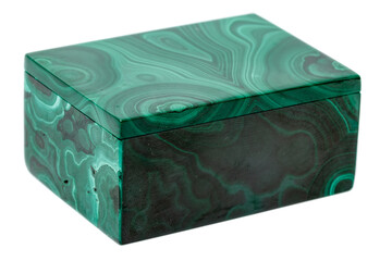 macro.malachite boxes on white background