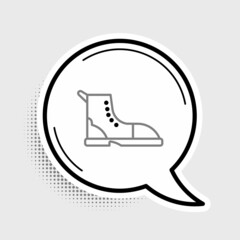Line Hiking boot icon isolated on grey background. Colorful outline concept. Vector
