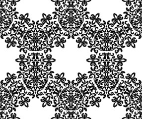 Fototapeta premium Elegant Volutes with Ornaments Seamless Vector Pattern.Black and White. Decorative texture. Mehndi patterns. For fabric, wallpaper, venetian pattern,textile, packaging. 