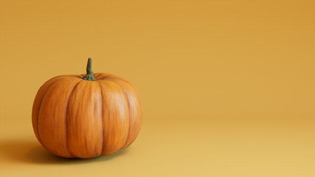 Contemporary Fall Wallpaper with Pumpkin on Yellow background.