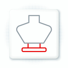 Line Necklace on mannequin icon isolated on white background. Jewelry bust. Dummy for costume jewelry. Stand for jewelry. Colorful outline concept. Vector