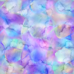 Seamless watercolor wet on wet wash painting pattern swatch for surface print. High quality contemporary illustration. Trendy pastel marble artistic textured colours. Rough dye stain repeat artwork.