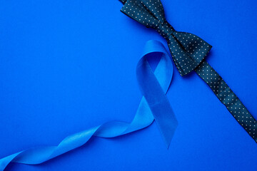 Blue prostate ribbon. Awareness prostate cancer of men health in November. Blue ribbon, fashion...