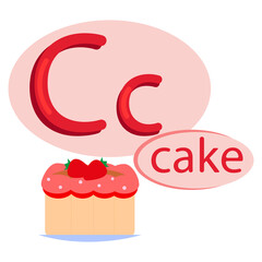 vector illustration children's alphabet letter with a picture of a cake cute vector letter