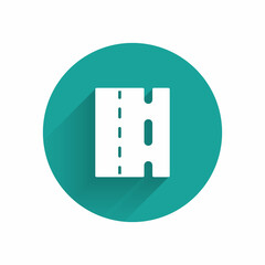 White Special bicycle ride on the bicycle lane icon isolated with long shadow. Green circle button. Vector