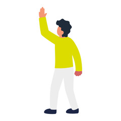 back view man waving hand