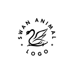 Swan animal logo design template