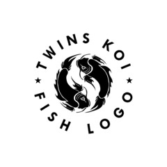 Twins koi fish logo design template