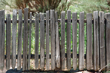 Fototapeta premium Close-up view of a segment of an old weathered wood fence