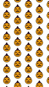 Halloween illustration pattern. Loop animation. 4K background animation. ハロウィンかぼちゃのパターンイラストループアニメーション 4K