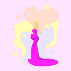 pregnant girl with flat style in pink dress