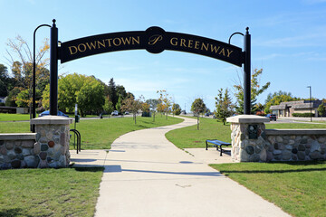 The sign at the trailhead of the Petoskey Greenway in Northern Michigan.