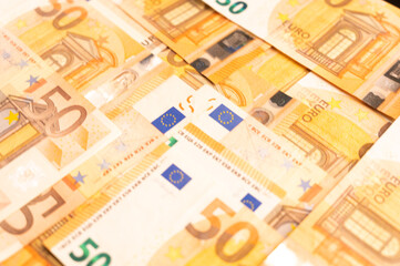 Financial success, wealth, profit concept. Flat banner with euro. Money finance currency concept. Banking concept. Ready for use, copy space.