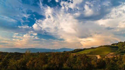 Sunset in the vineyards of Rosazzo after the storm