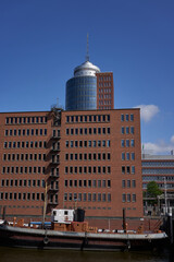 Hamburg, Germany - July 18, 2021 - an Idyllic Scenery of Redbrick architecture in the Port